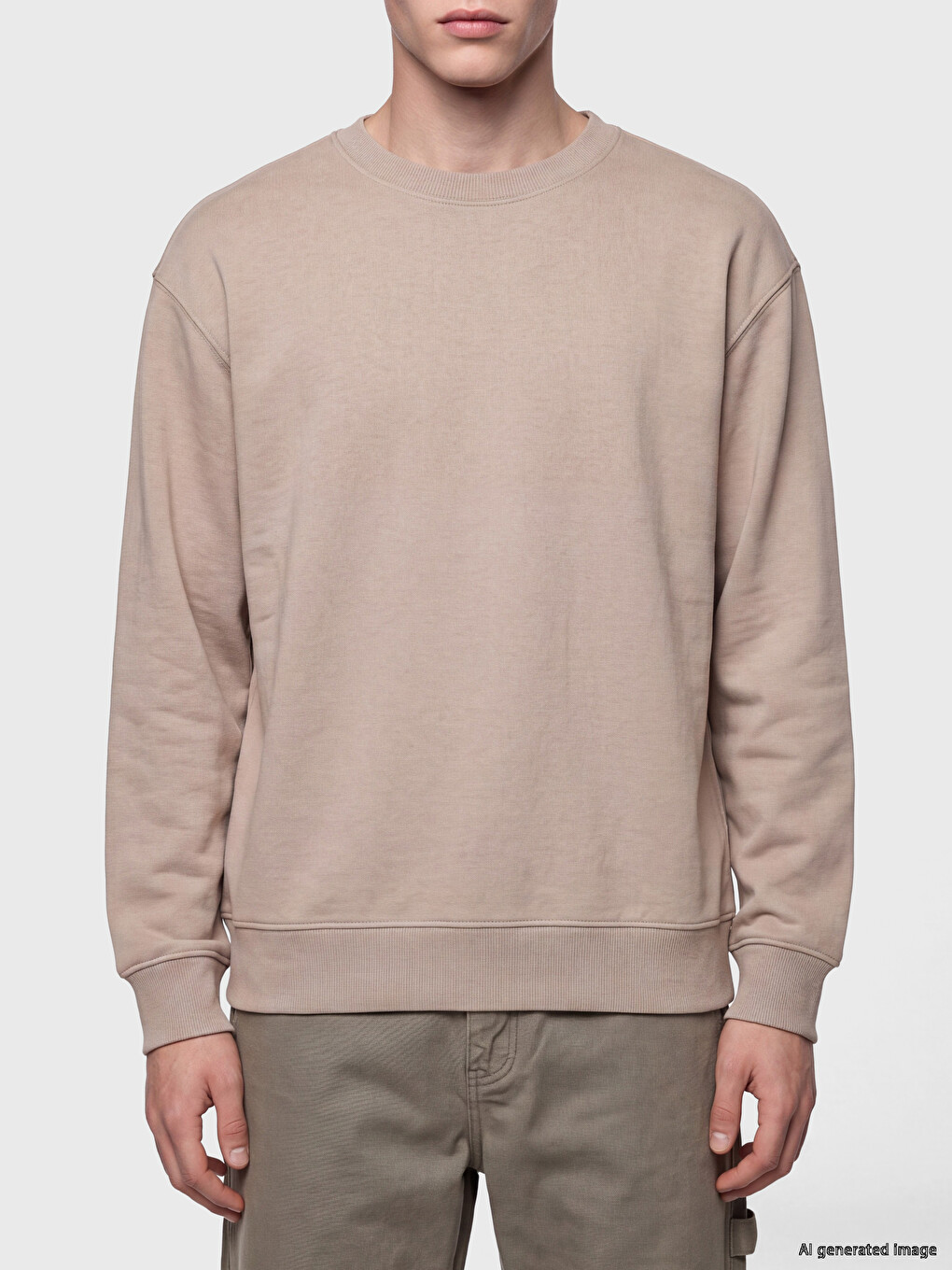 Crew Neck Men's Thick Sweatshirt-3