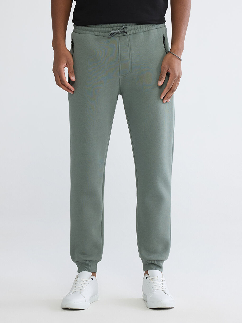 Yeşil Standart Kalıp Erkek Kalın Jogger Eşofman Altı-1