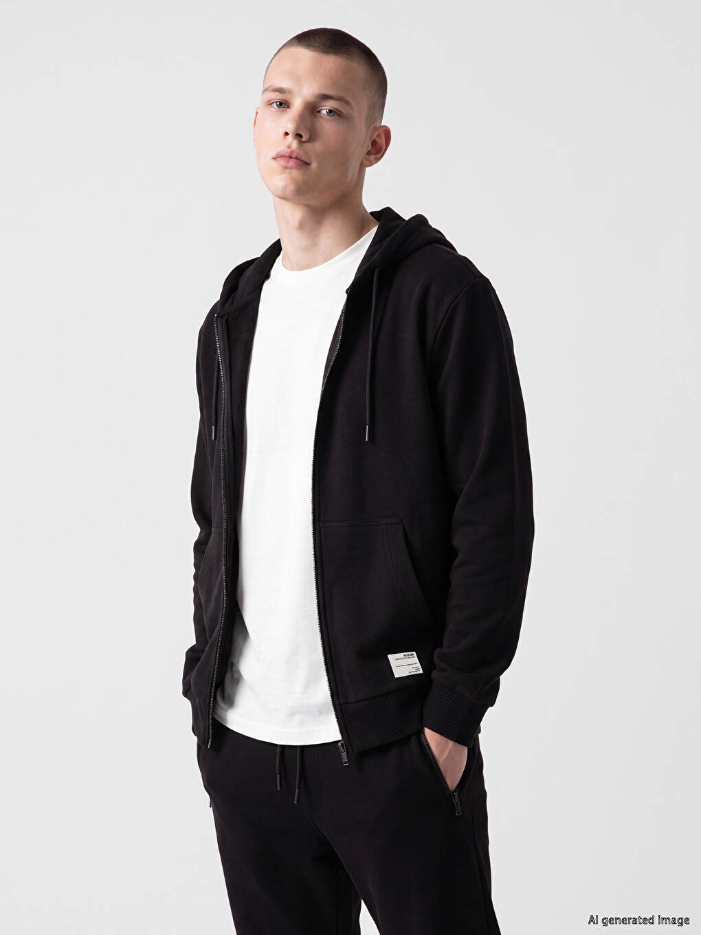 Man Black Zip-up Sweatshirt