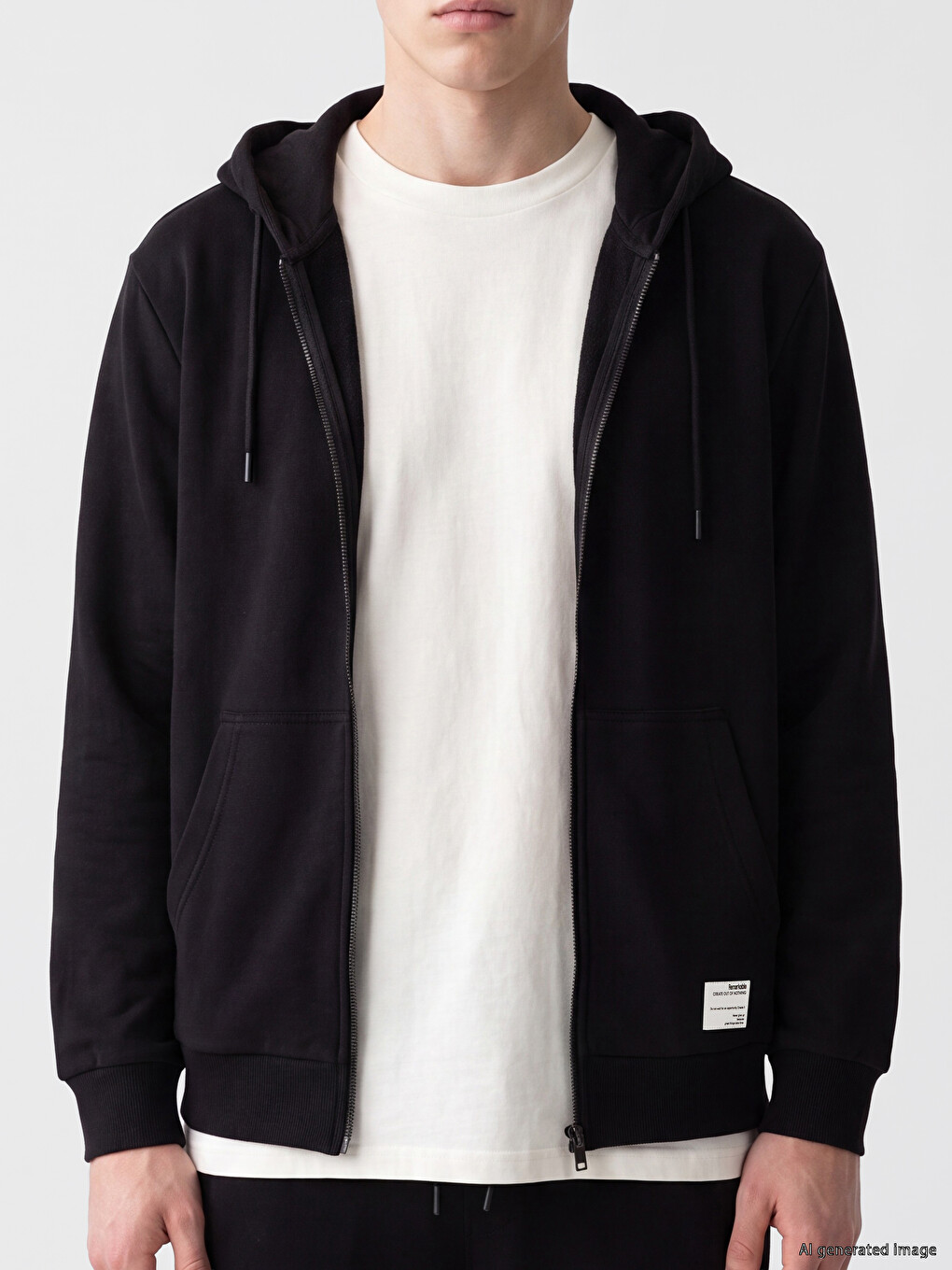 Man Black Zip-up Sweatshirt-2