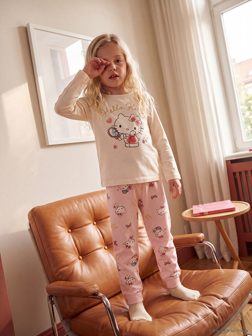 Hello Kitty Crew Neck Girls' Pyjamas Set-1