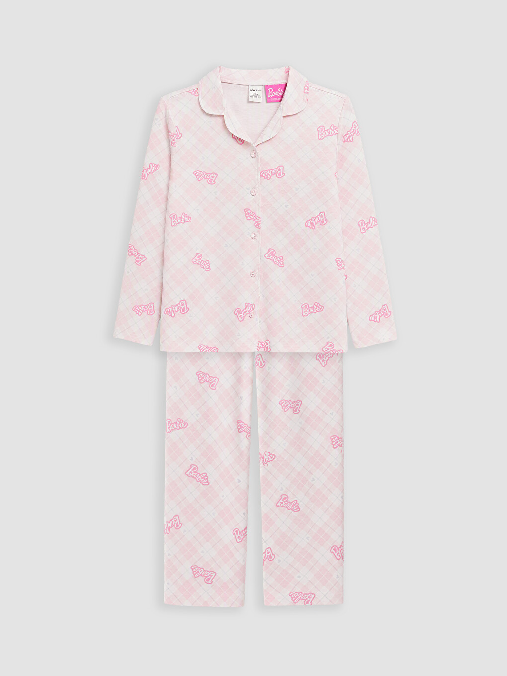 Pembe Barbie Desenli Kız Çocuk Pijama Takım