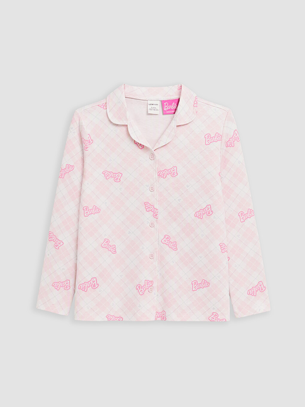 Pembe Barbie Desenli Kız Çocuk Pijama Takım-1