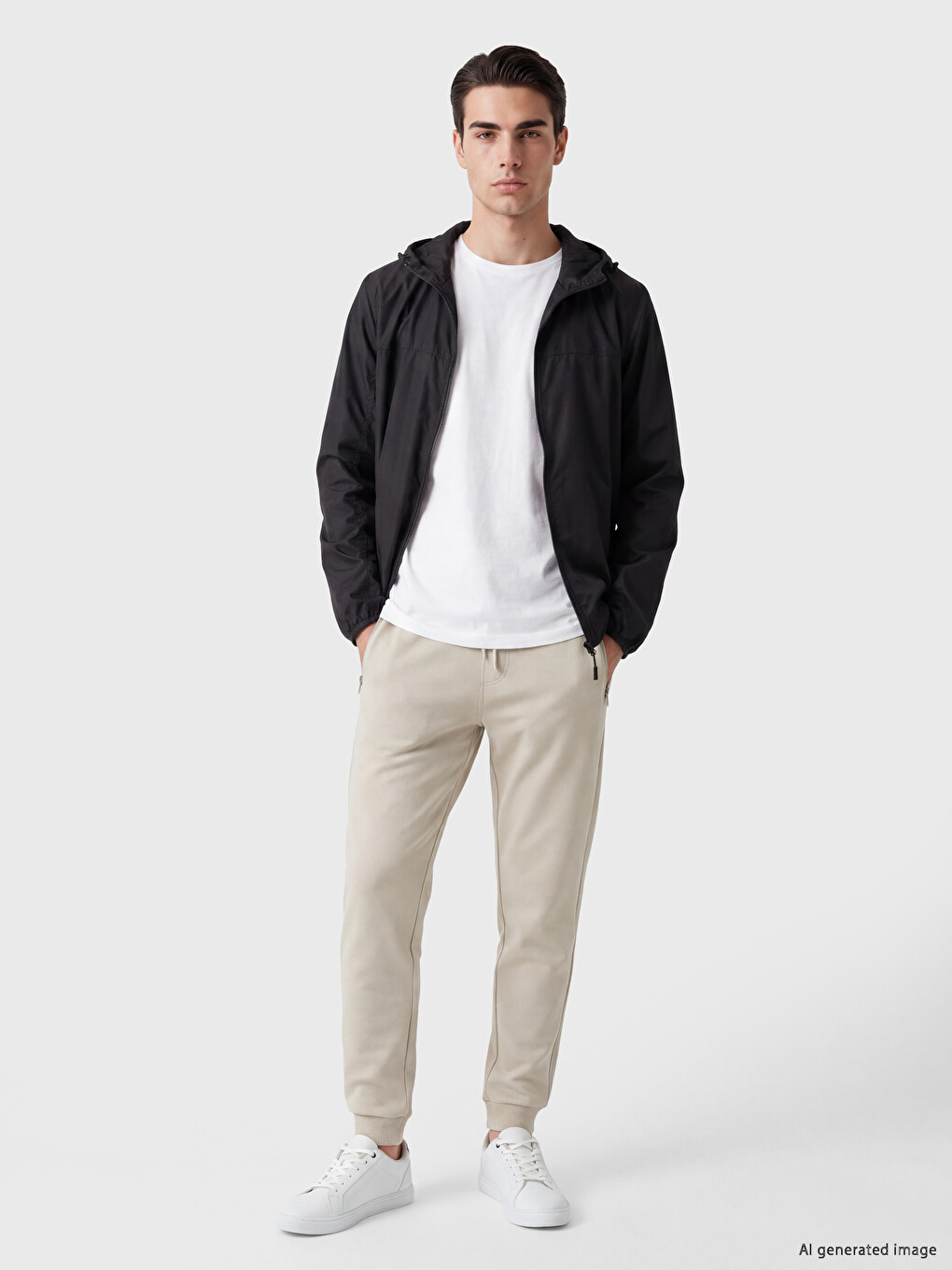 Siyah Regular Fit Kapüşonlu Erkek Yağmurluk-1