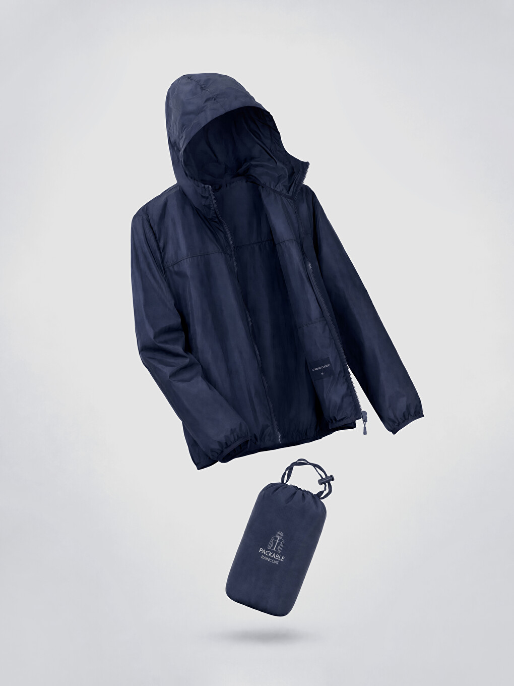 Lacivert Regular Fit Kapüşonlu Erkek Yağmurluk-4