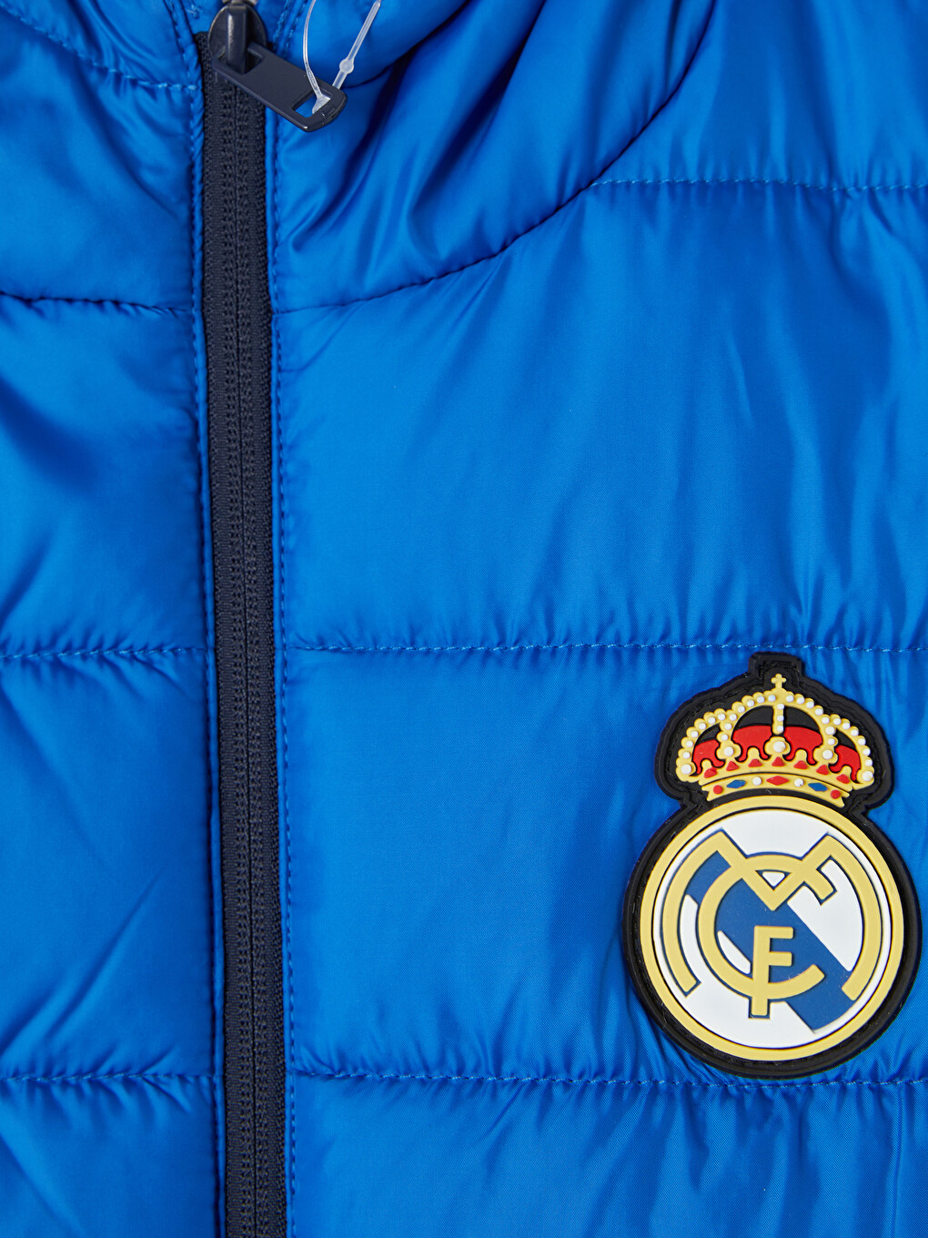Mavi Kapüşonlu Real Madrid Nakışlı Erkek Çocuk Şişme Yelek-1