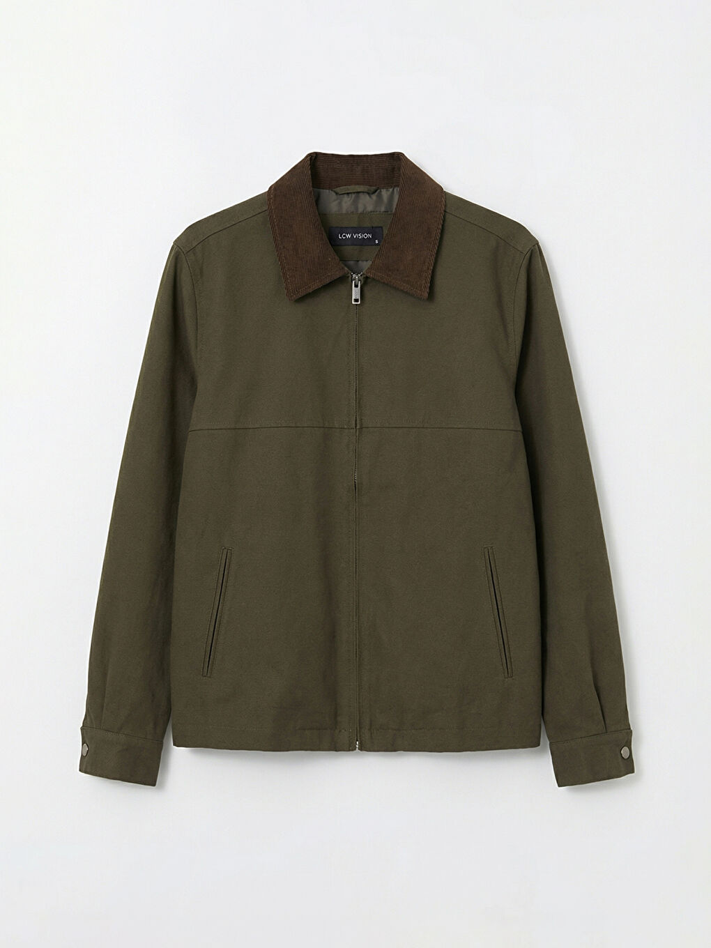 Haki Rahat Kalıp Kadife Yaka Erkek Mont-5