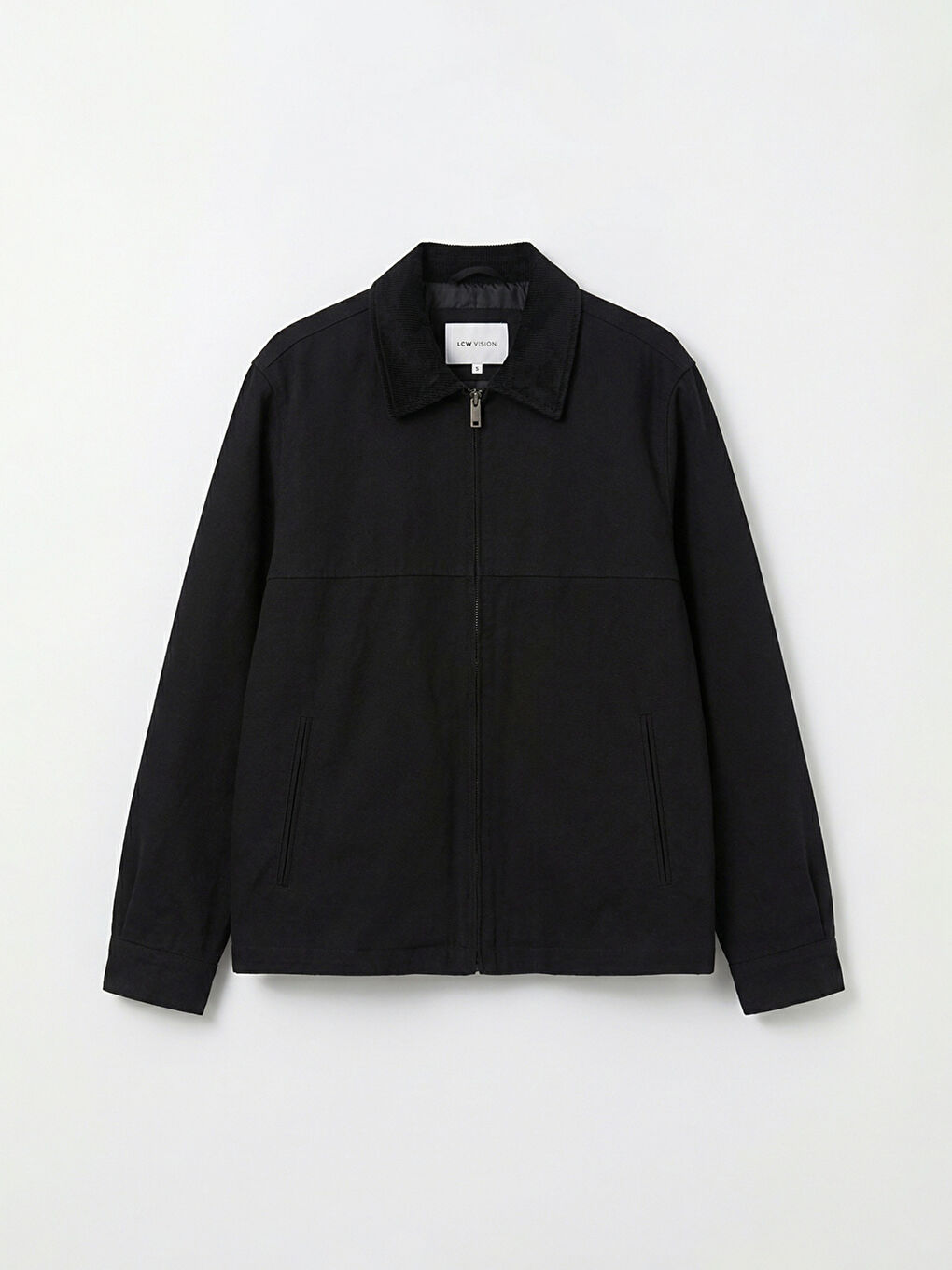 Siyah Rahat Kalıp Kadife Yaka Erkek Mont-5