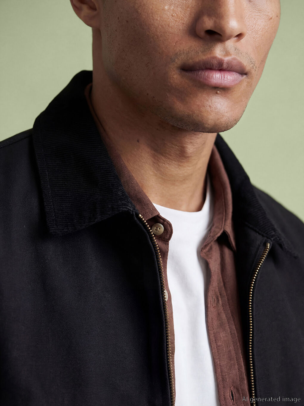 Siyah Rahat Kalıp Kadife Yaka Erkek Mont-2