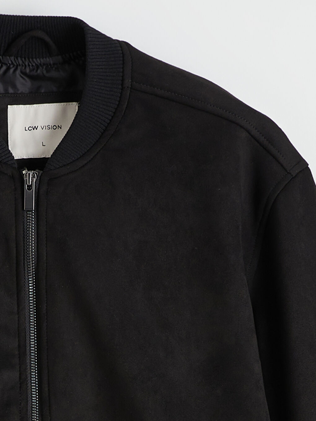 Siyah Standart Kalıp Erkek Süet Görünümlü Bomber Mont-6