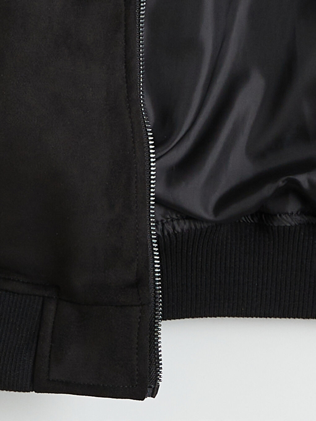 Siyah Standart Kalıp Erkek Süet Görünümlü Bomber Mont-7