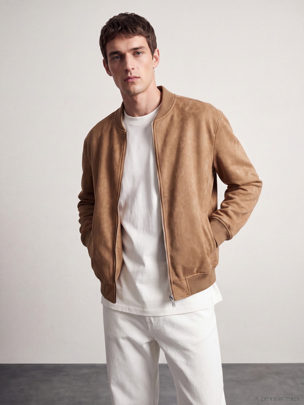  Blouson bombardier aspect suédine pour homme