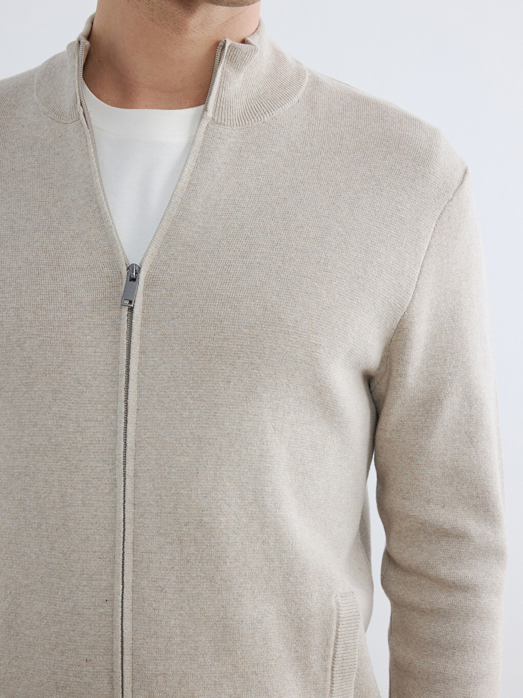 Man Beige Cardigan-2