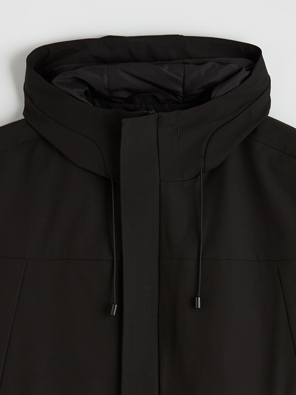 Siyah Standart Kalıp Kapüşonlu Erkek Yağmurluk-6