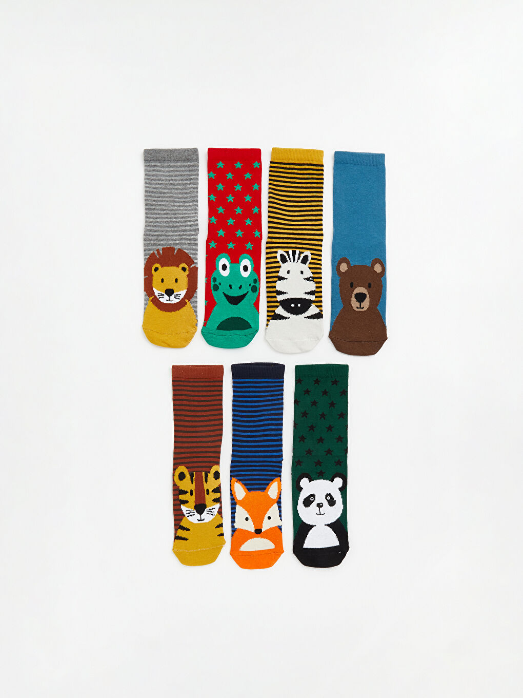 Karışık Hayvan Figürlü Erkek Çocuk Soket Çorap 7'li