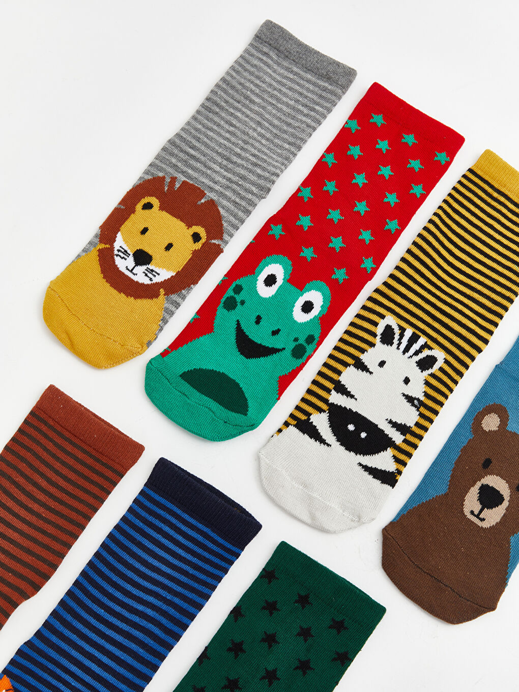 Karışık Hayvan Figürlü Erkek Çocuk Soket Çorap 7'li-1