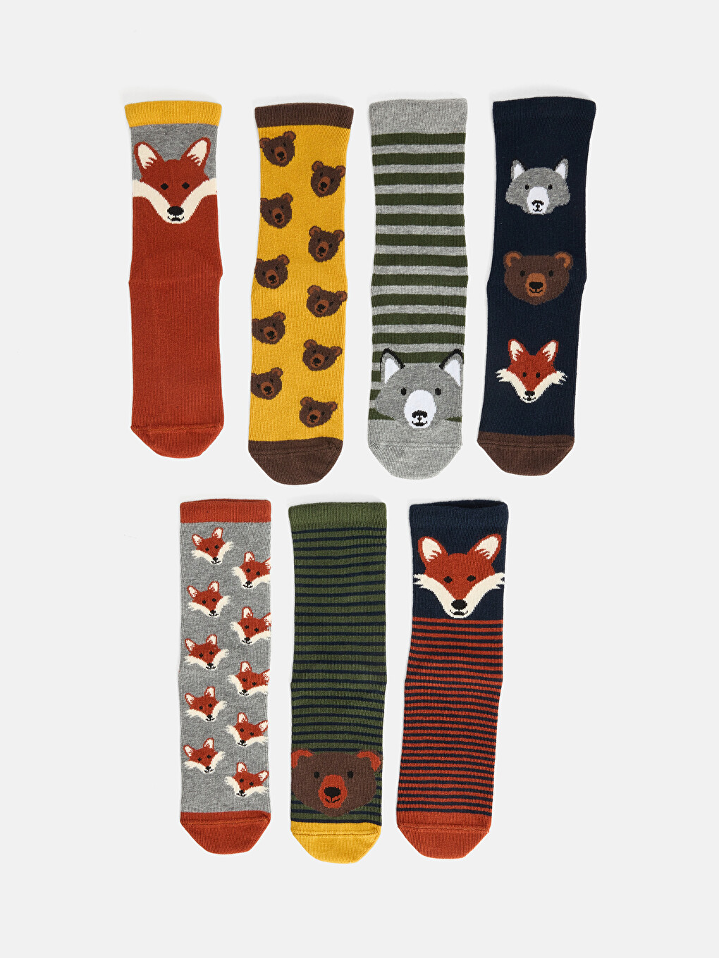 Animal Print Boys' Ankle Socks 7 Pack Set