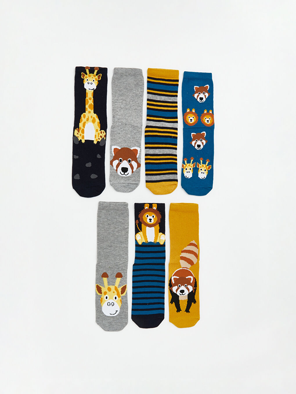 Karışık Desenli Erkek Çocuk Soket Çorap 7'li Paket