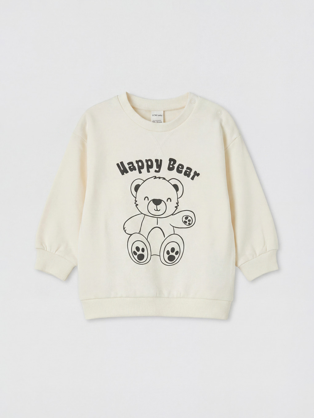 Bej Baskılı Erkek Bebek Sweatshirt