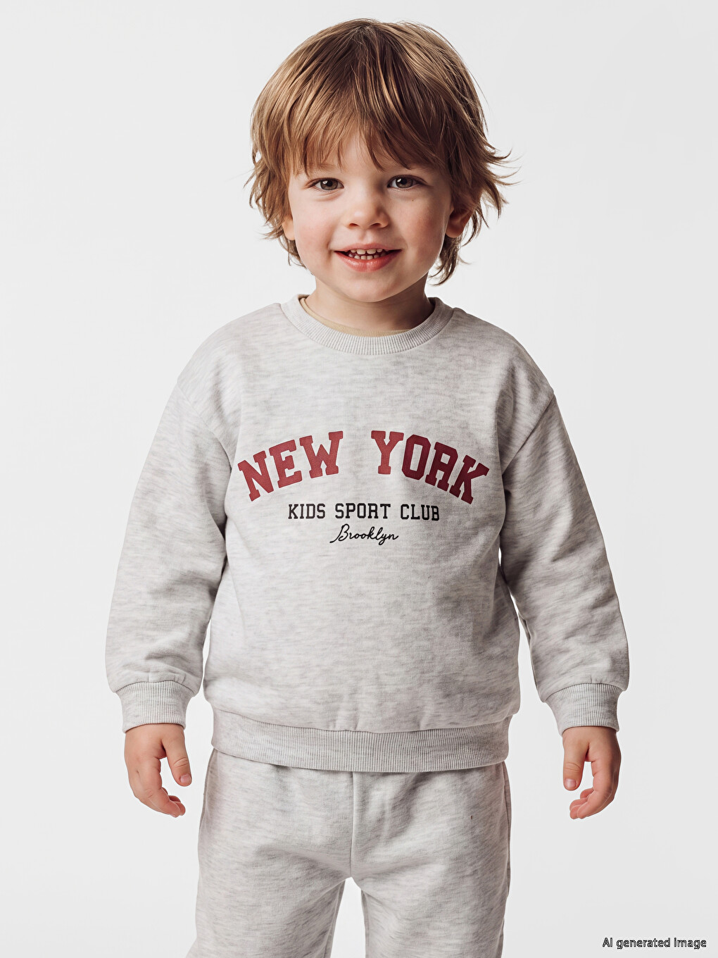 Beyaz New York Baskılı Erkek Bebek Eşofman Takımı
