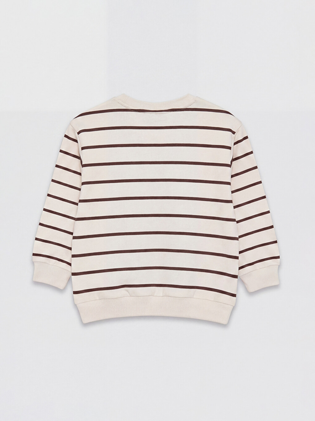 Kahverengi Bisiklet Yaka Çizgili Erkek Bebek Sweatshirt-1