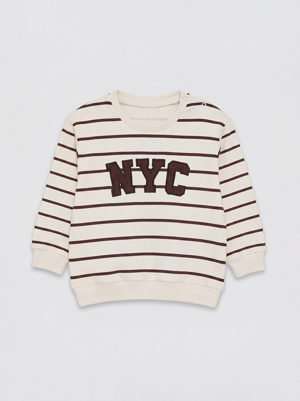 Kahverengi Bisiklet Yaka Çizgili Erkek Bebek Sweatshirt