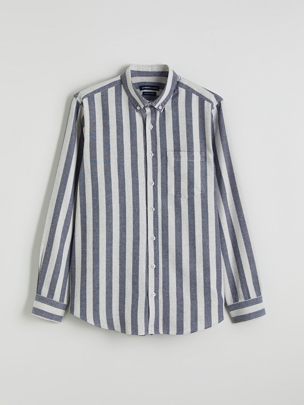 Lacivert Regular Fit Çizgili Erkek Gömlek-4