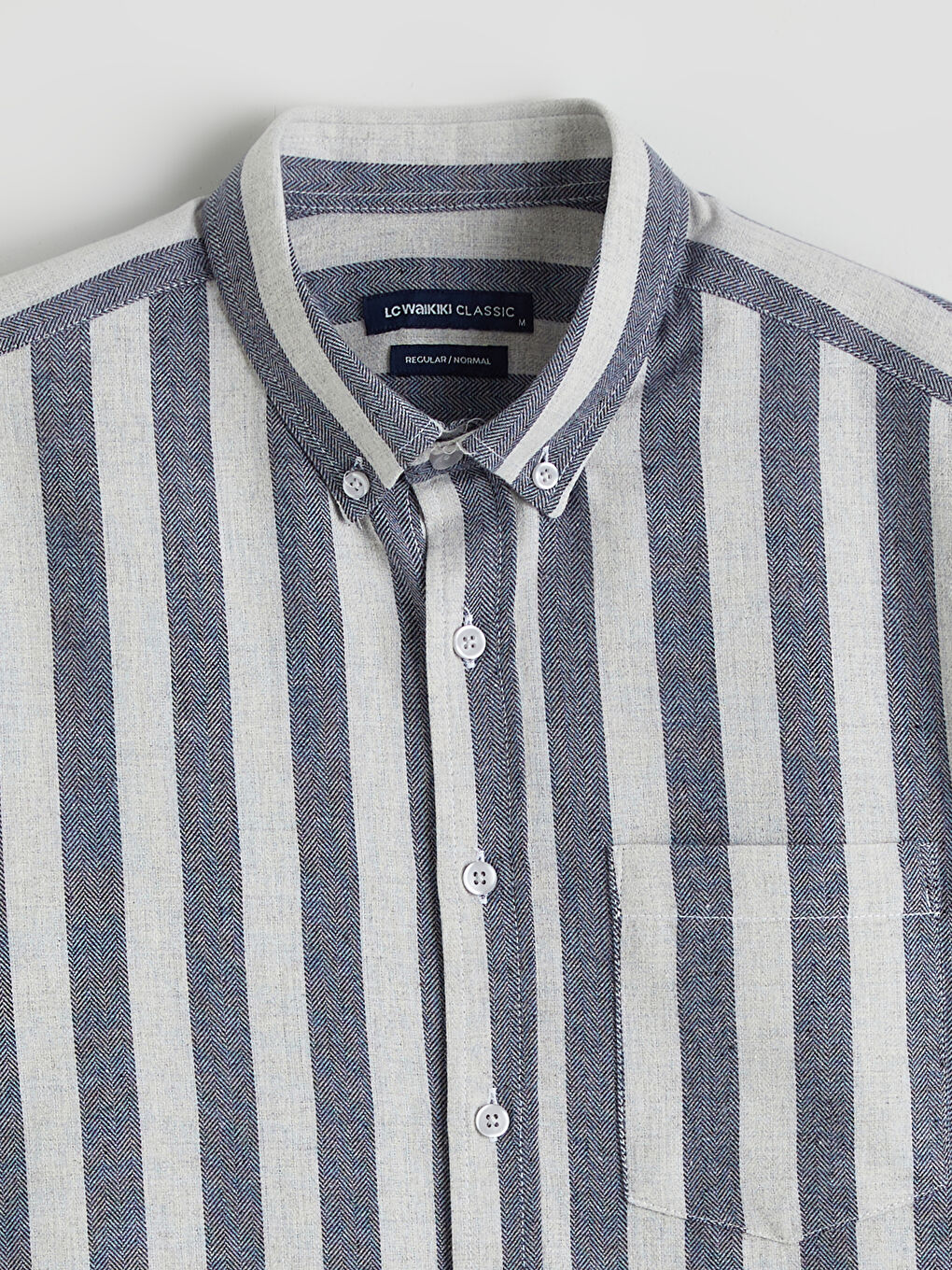 Lacivert Regular Fit Çizgili Erkek Gömlek-5