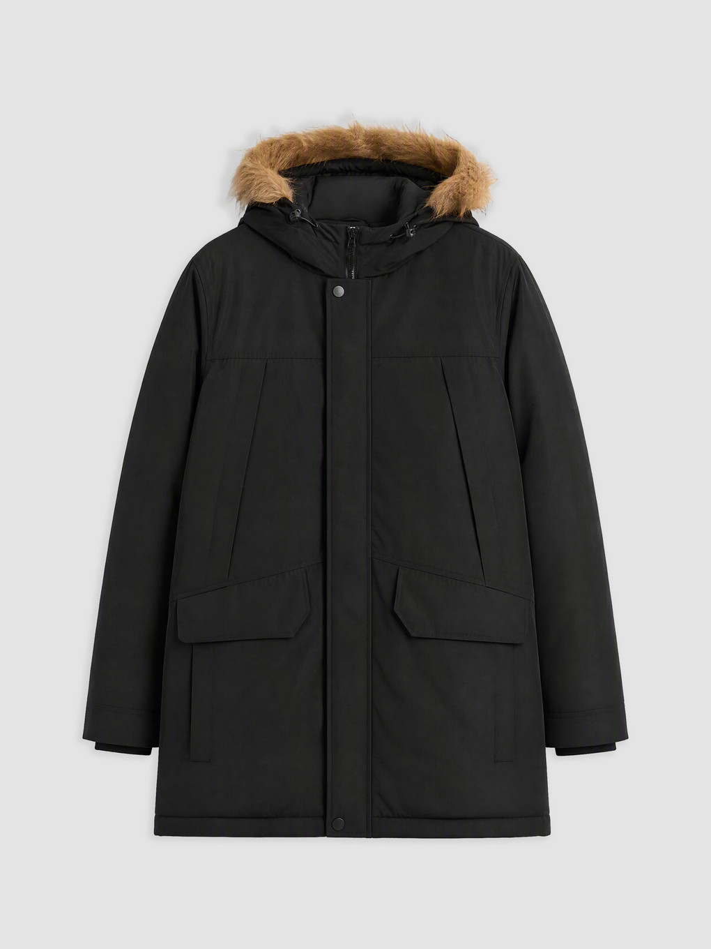Regular Fit Fur Collar Men's Coat-3