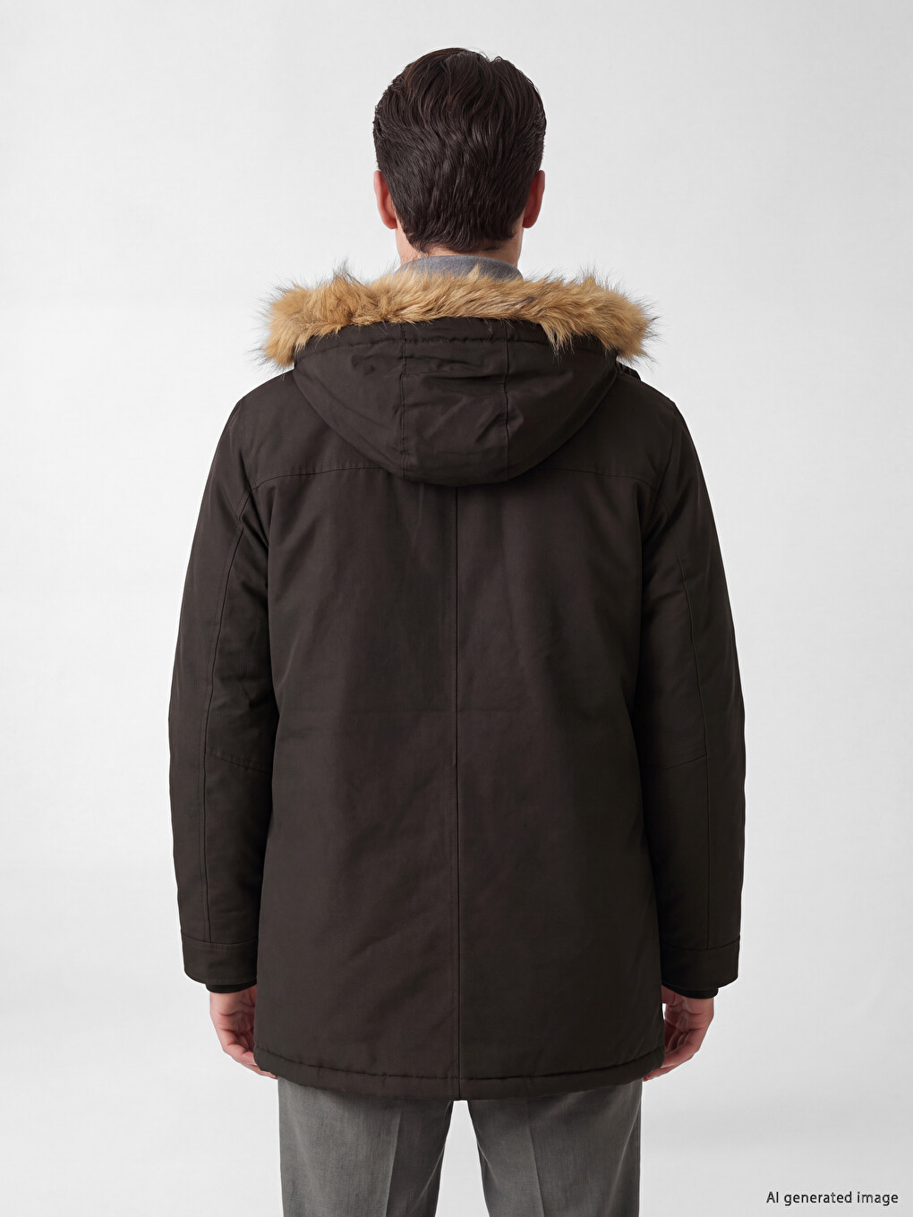 Regular Fit Kürk Yakalı Erkek Mont-2