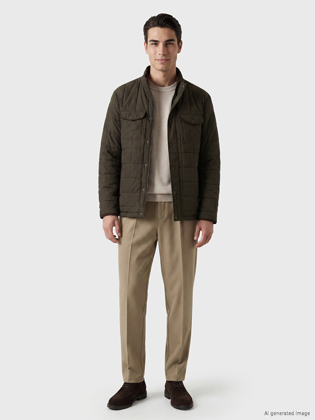 Man Khaki Puffer Coat-1