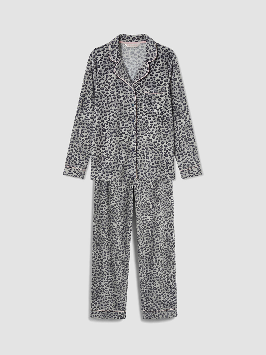 Set De Pijama Din Catifea Cu Imprimeu Leopard Pentru Femei-4