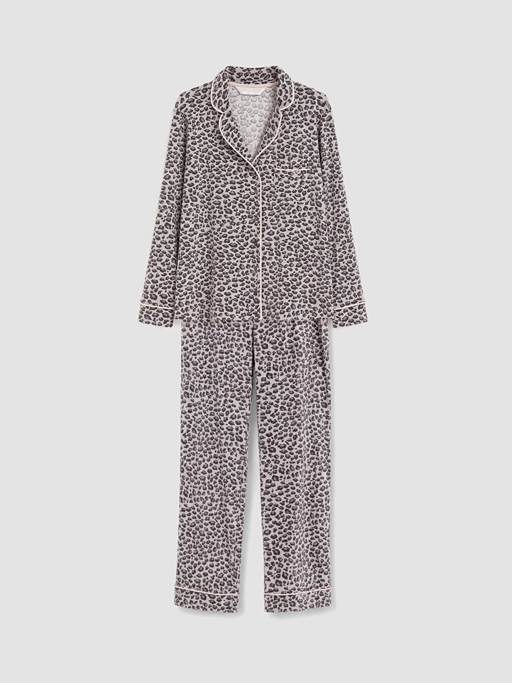 Leopar Desenli Kadife Kadın Pijama Takımı-4