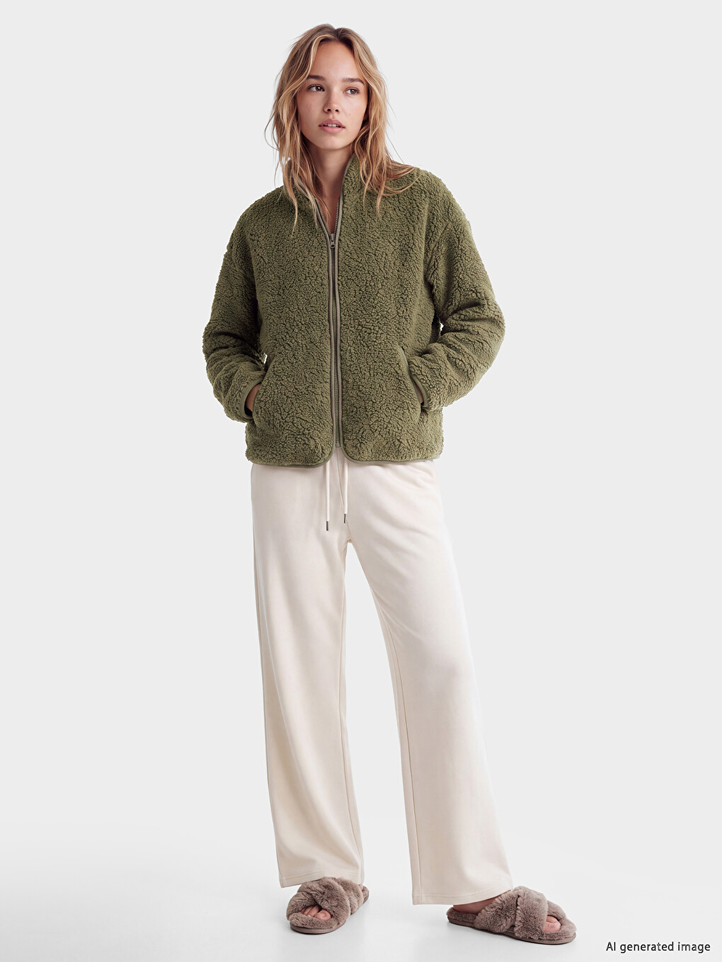 Mock Neck Women's Plush Cardigan-1