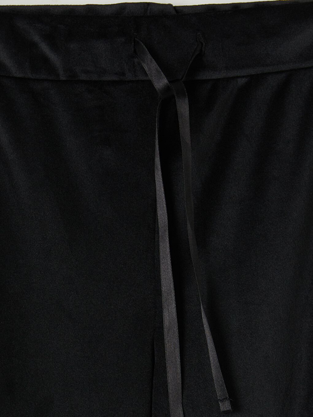 Siyah Beli Lastikli Kadife Kadın Pijama Alt-5
