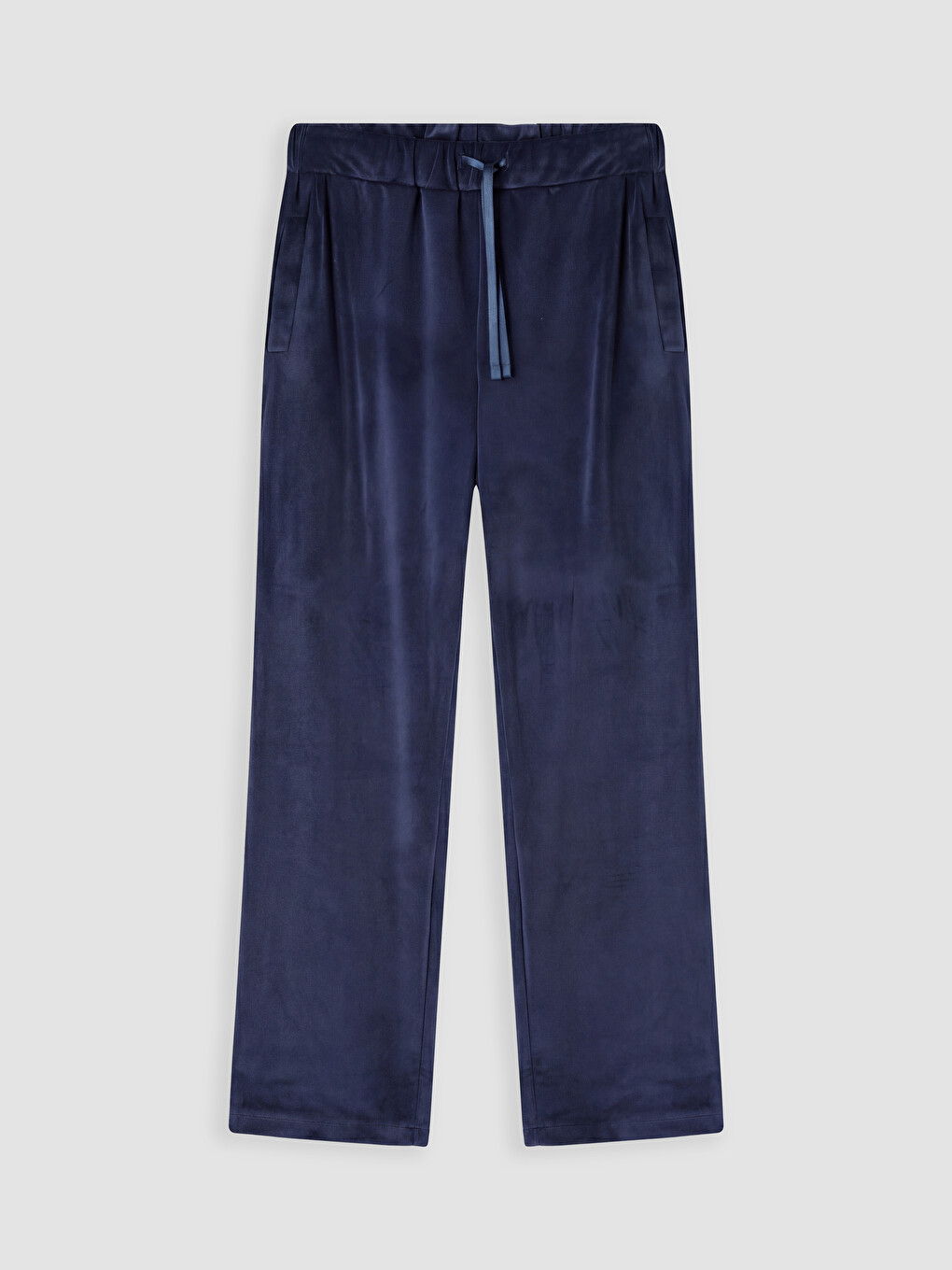 Lacivert Beli Lastikli Kadife Kadın Pijama Alt-4