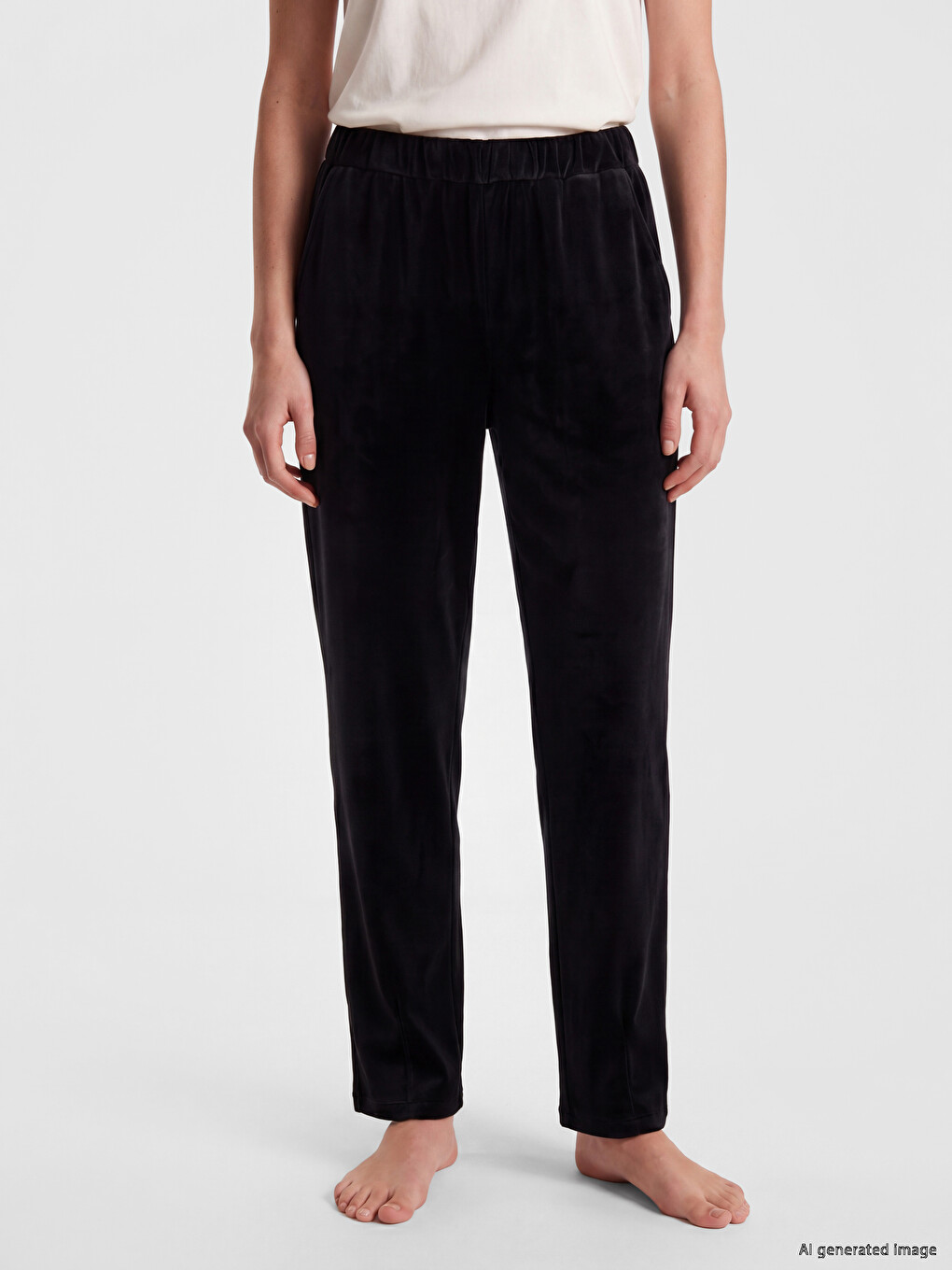 Elastic Waist Women's Velvet Pyjama Bottoms-1