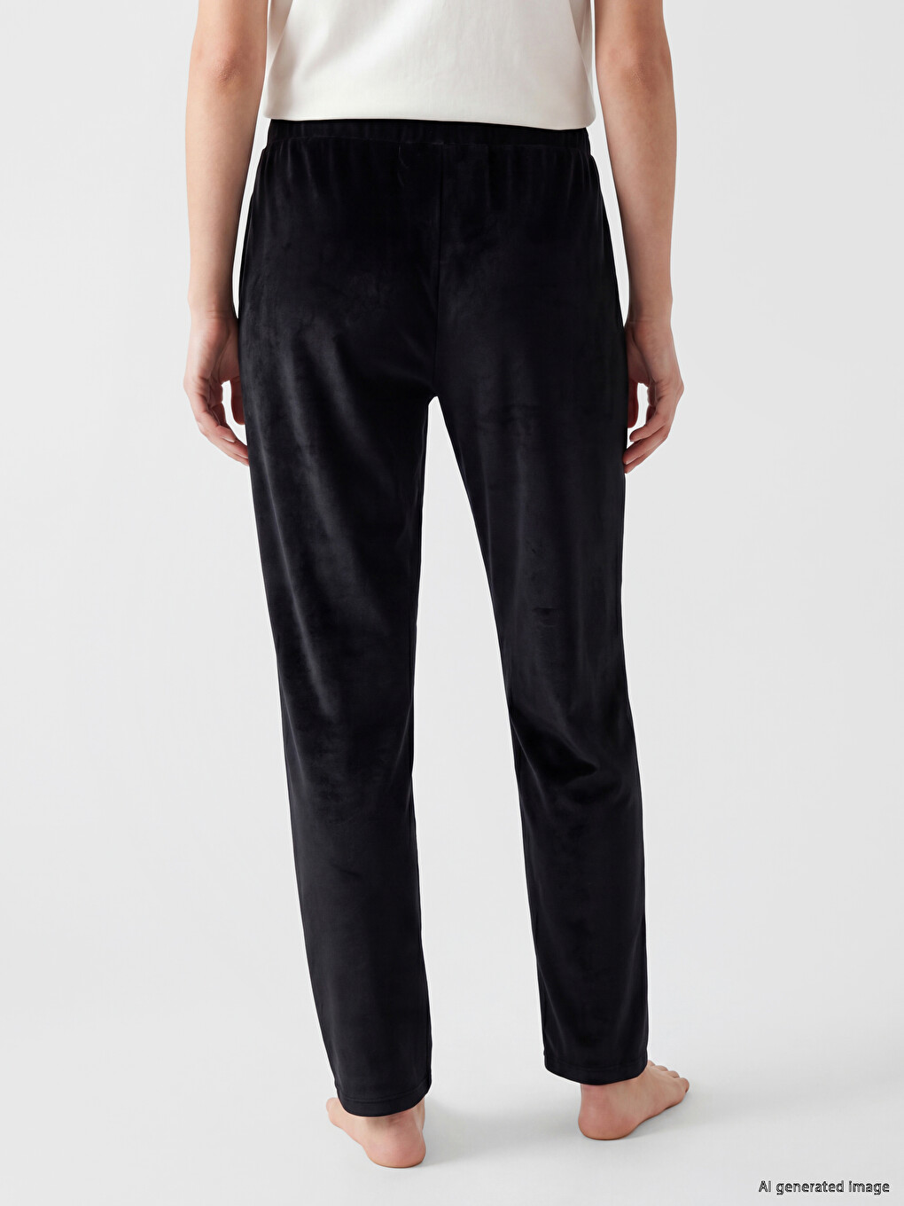 Elastic Waist Women's Velvet Pyjama Bottoms-3