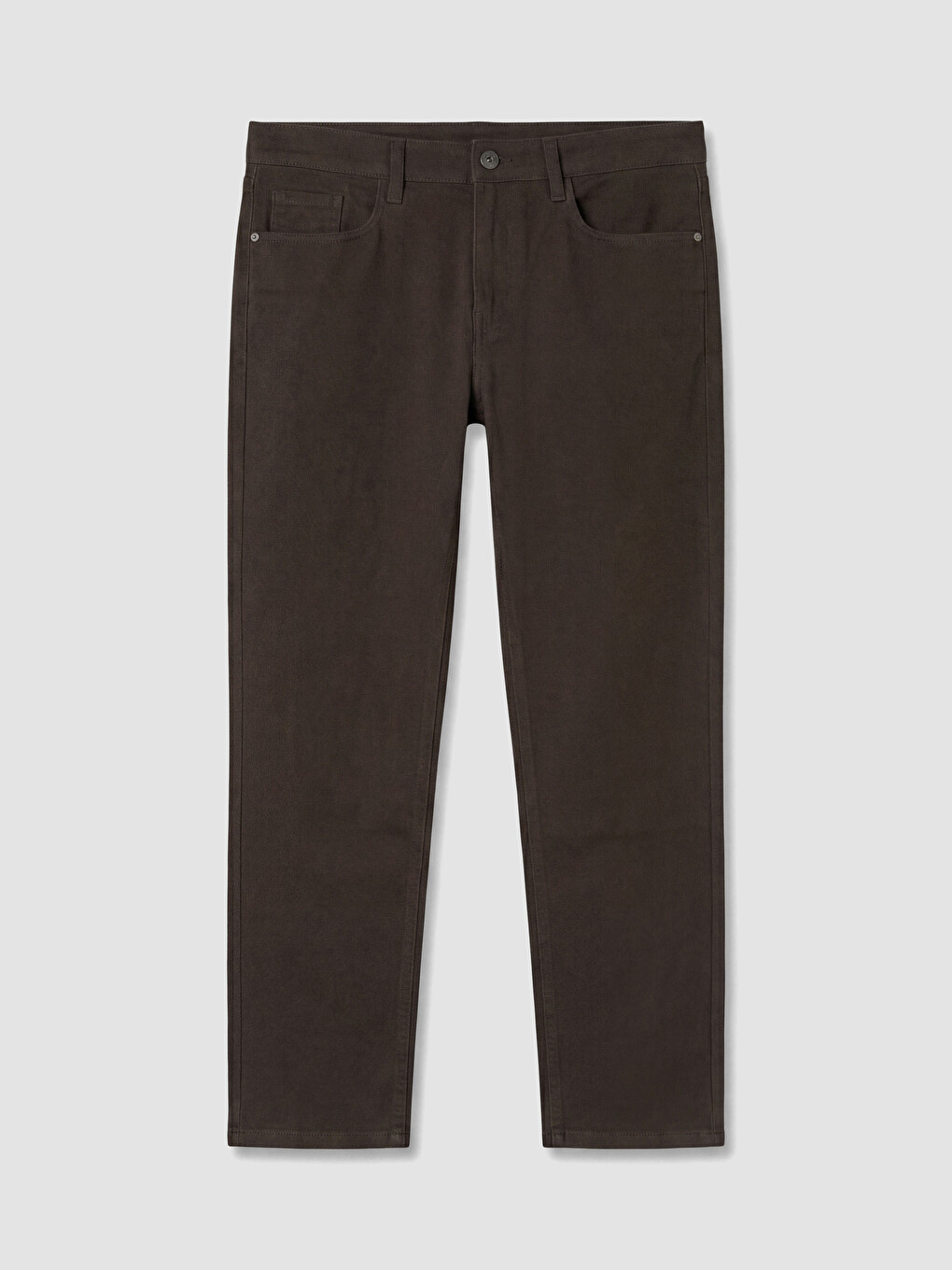 Kahverengi Slim Fit Gabardin Erkek Chino Pantolon-3