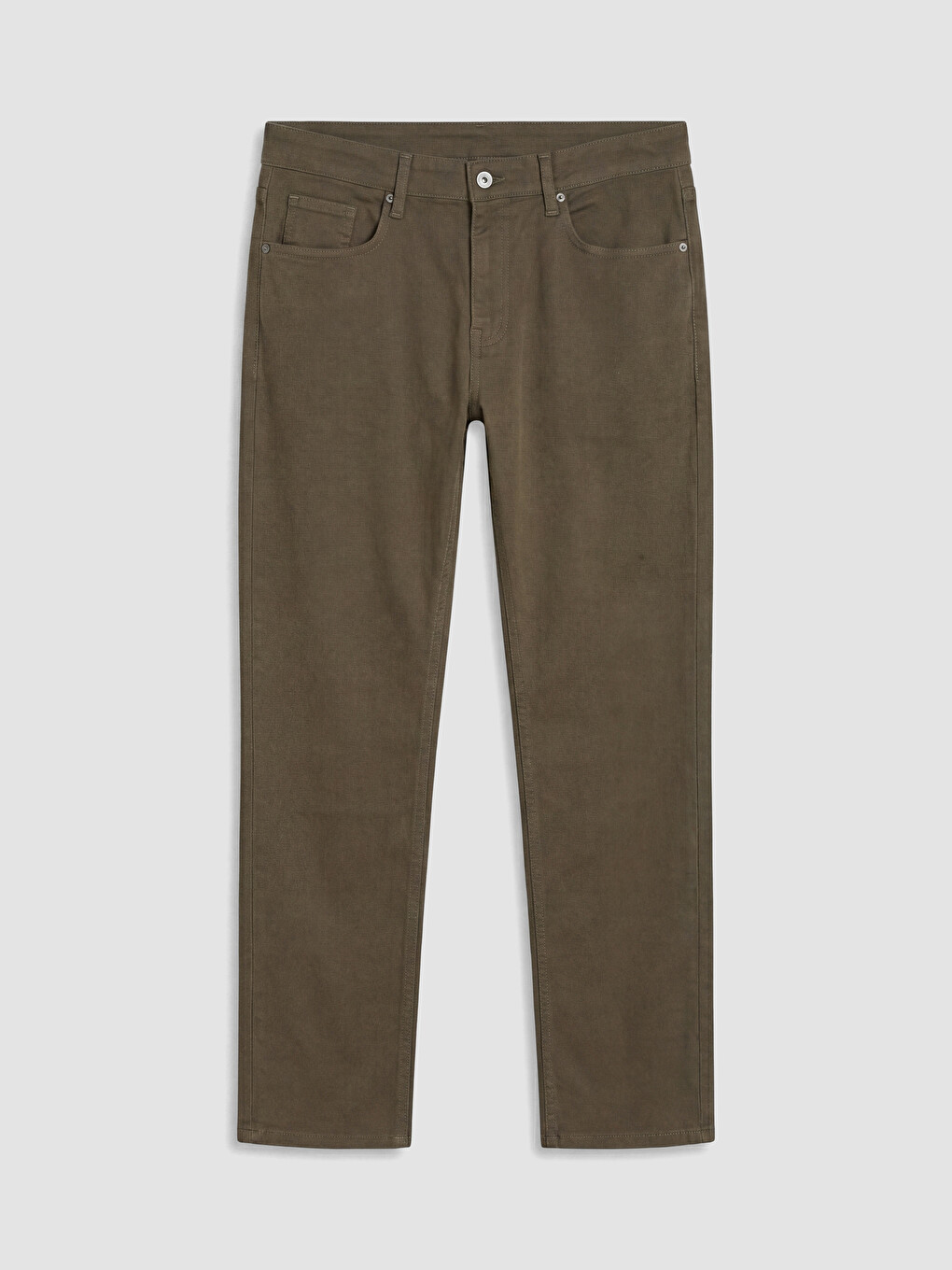Kahverengi Slim Fit Gabardin Erkek Chino Pantolon-3