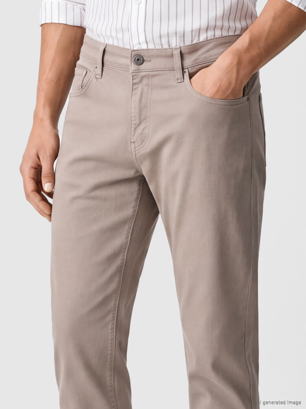 Bej Slim Fit Gabardin Erkek Chino Pantolon-3