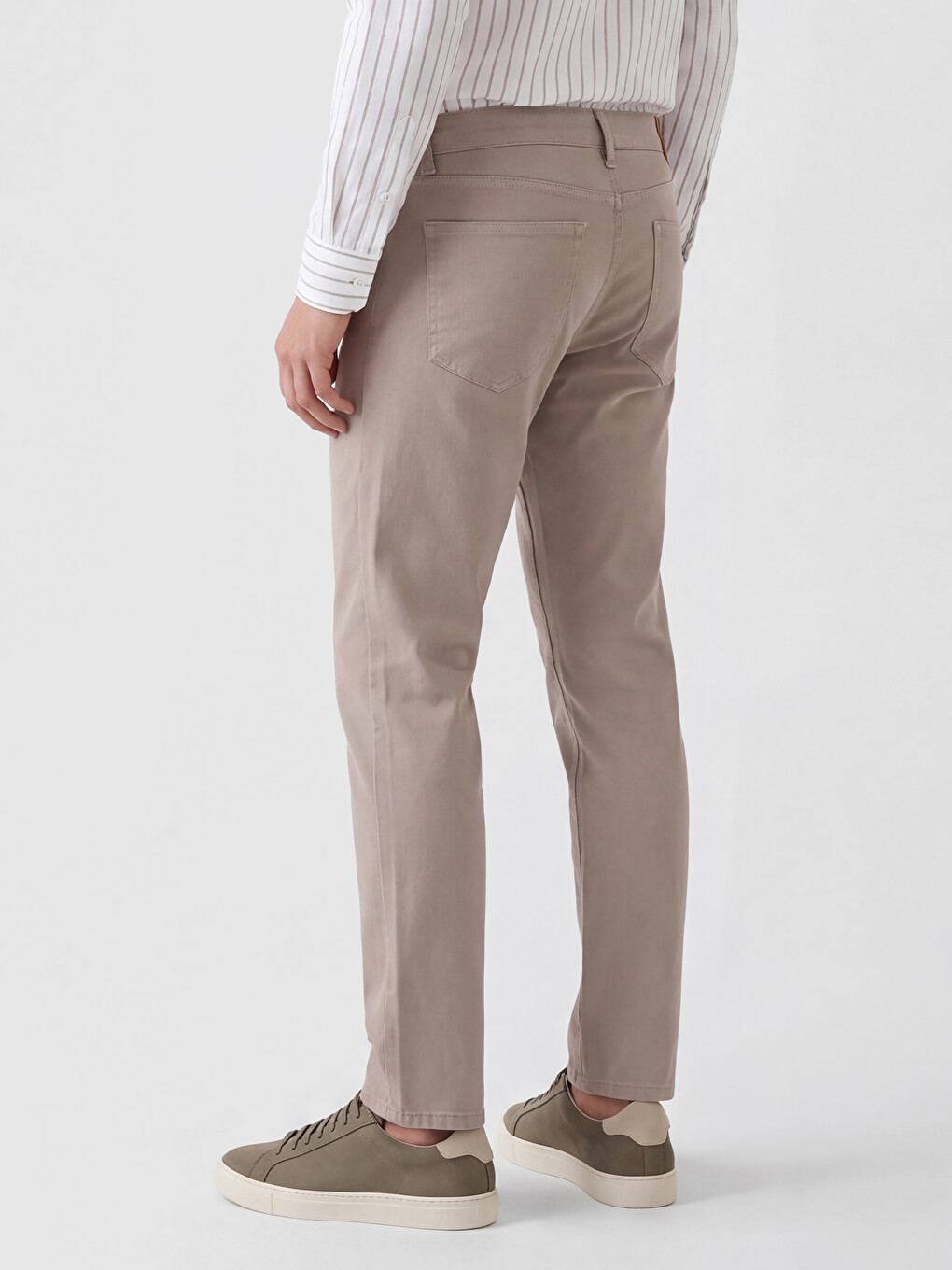 Bej Slim Fit Gabardin Erkek Chino Pantolon-4