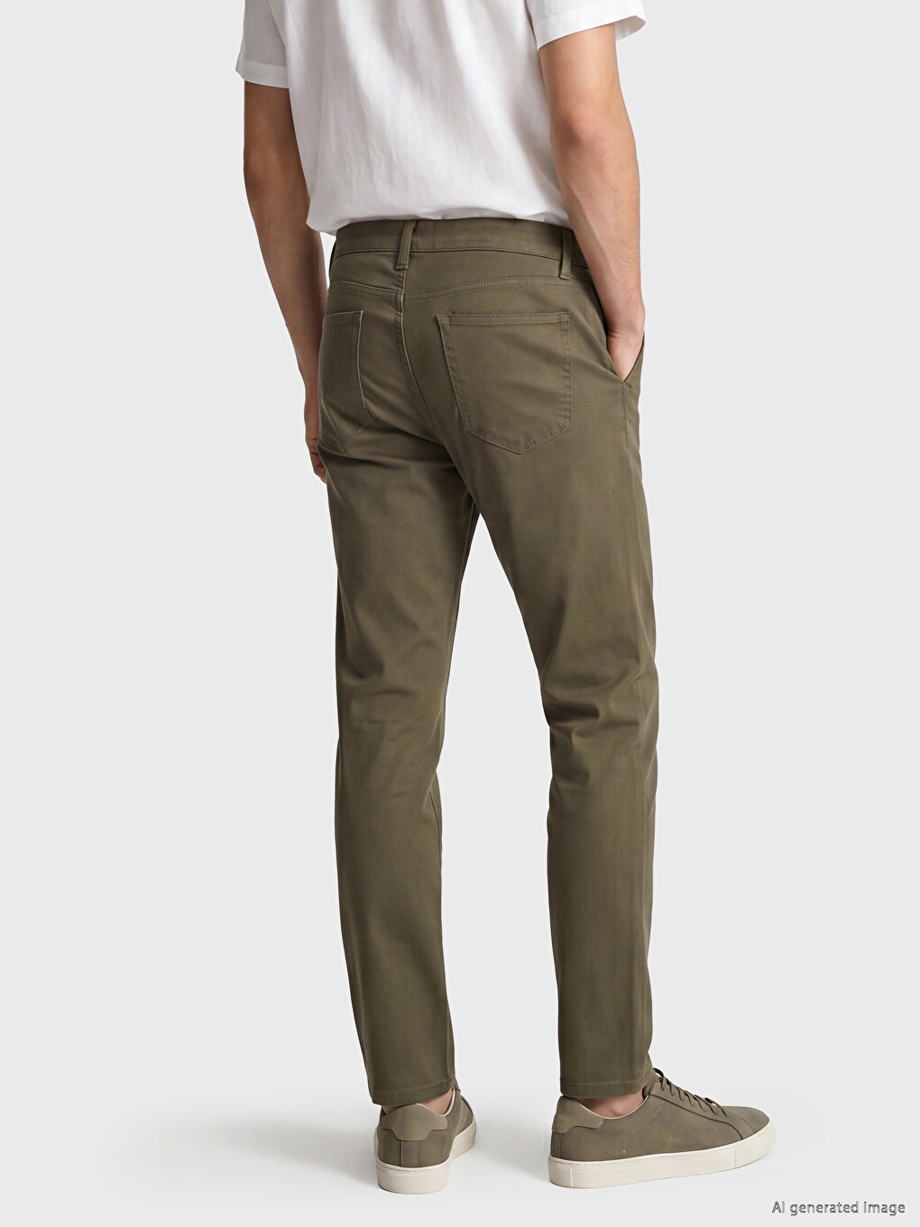 Haki Slim Fit Gabardin Erkek Chino Pantolon-2