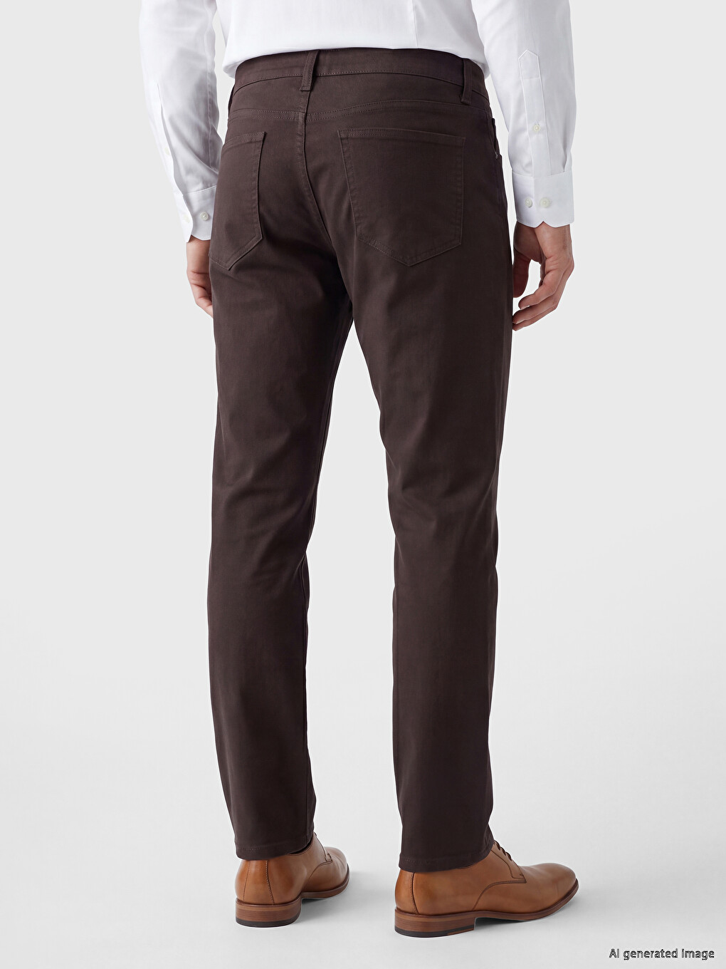 Kahverengi Slim Fit Gabardin Erkek Chino Pantolon-2