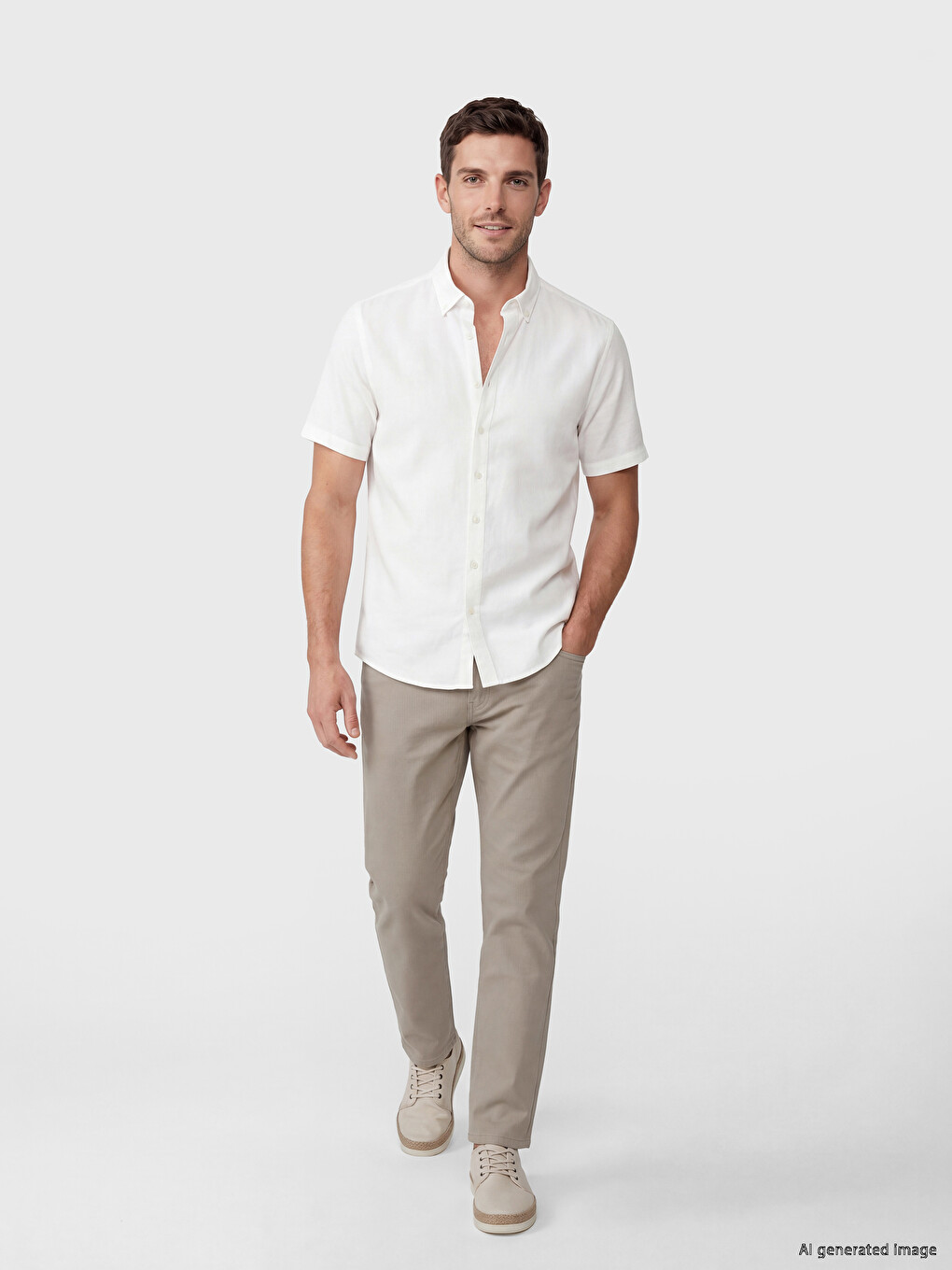 Bej Slim Fit Gabardin Erkek Chino Pantolon