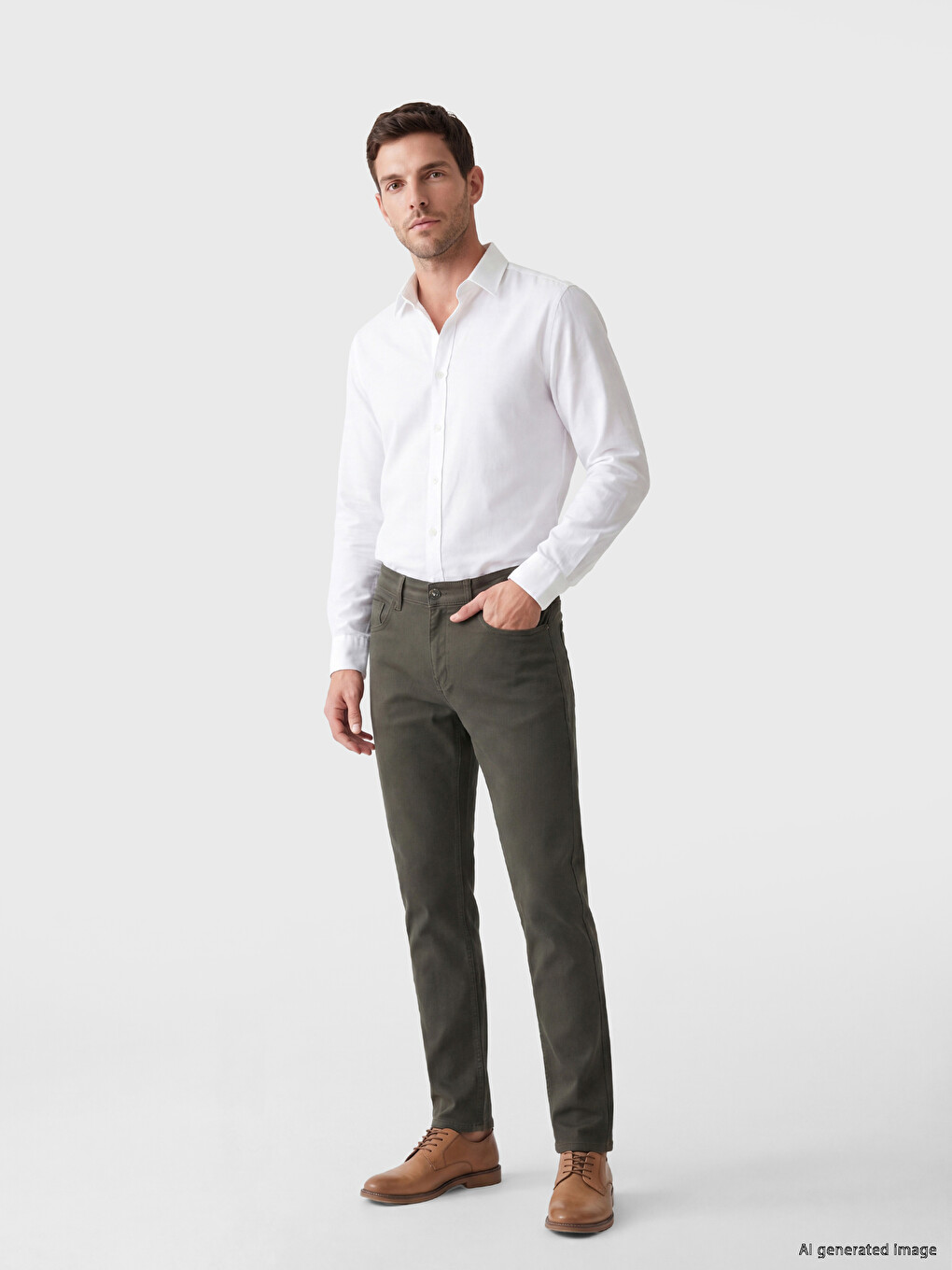 Haki Slim Fit Gabardin Erkek Chino Pantolon