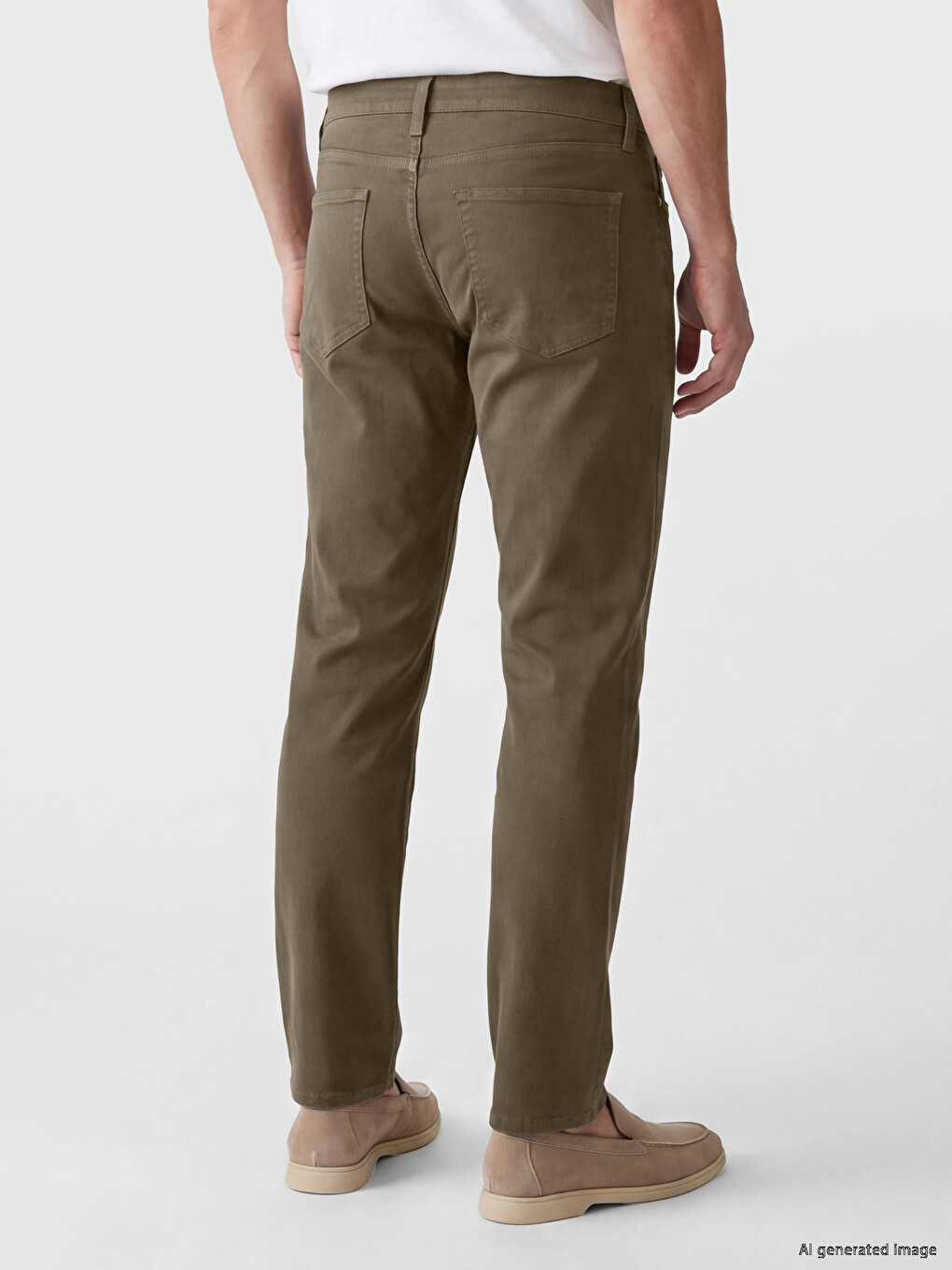 Kahverengi Slim Fit Gabardin Erkek Chino Pantolon-2