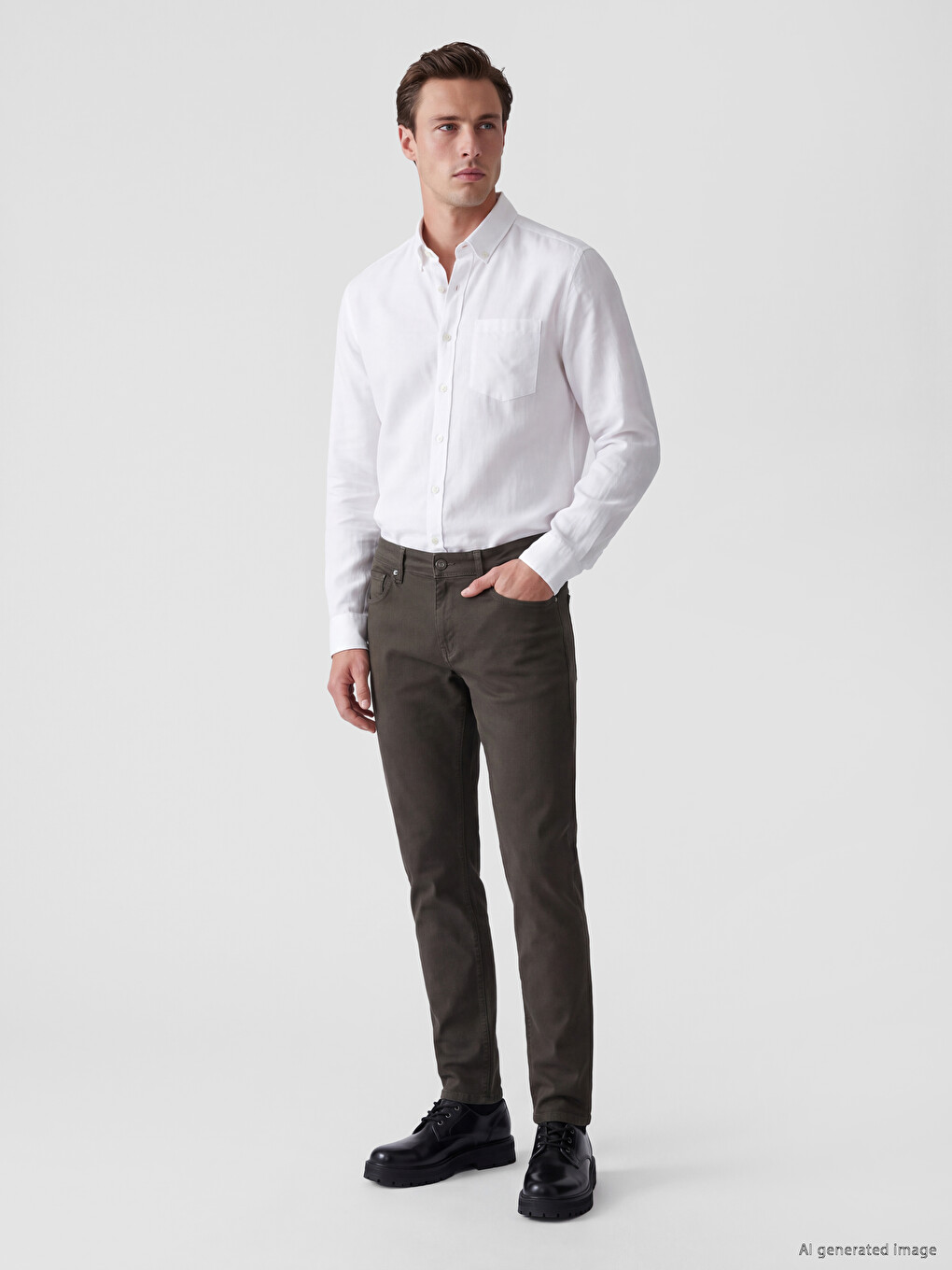 Slim Fit Gabardine Men's Chino Trousers