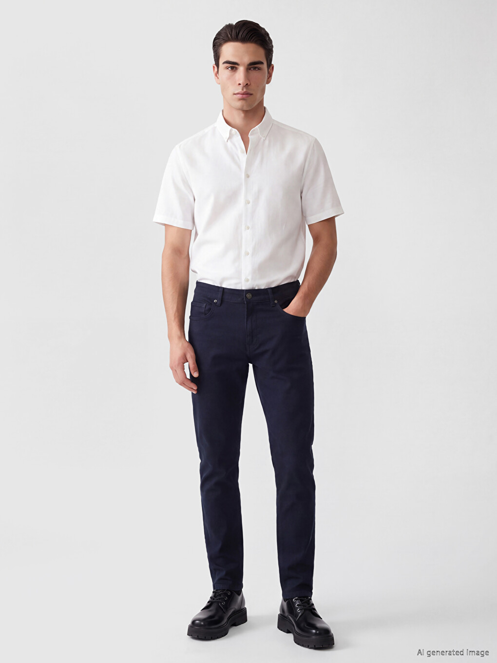 Lacivert Slim Fit Gabardin Erkek Chino Pantolon-1