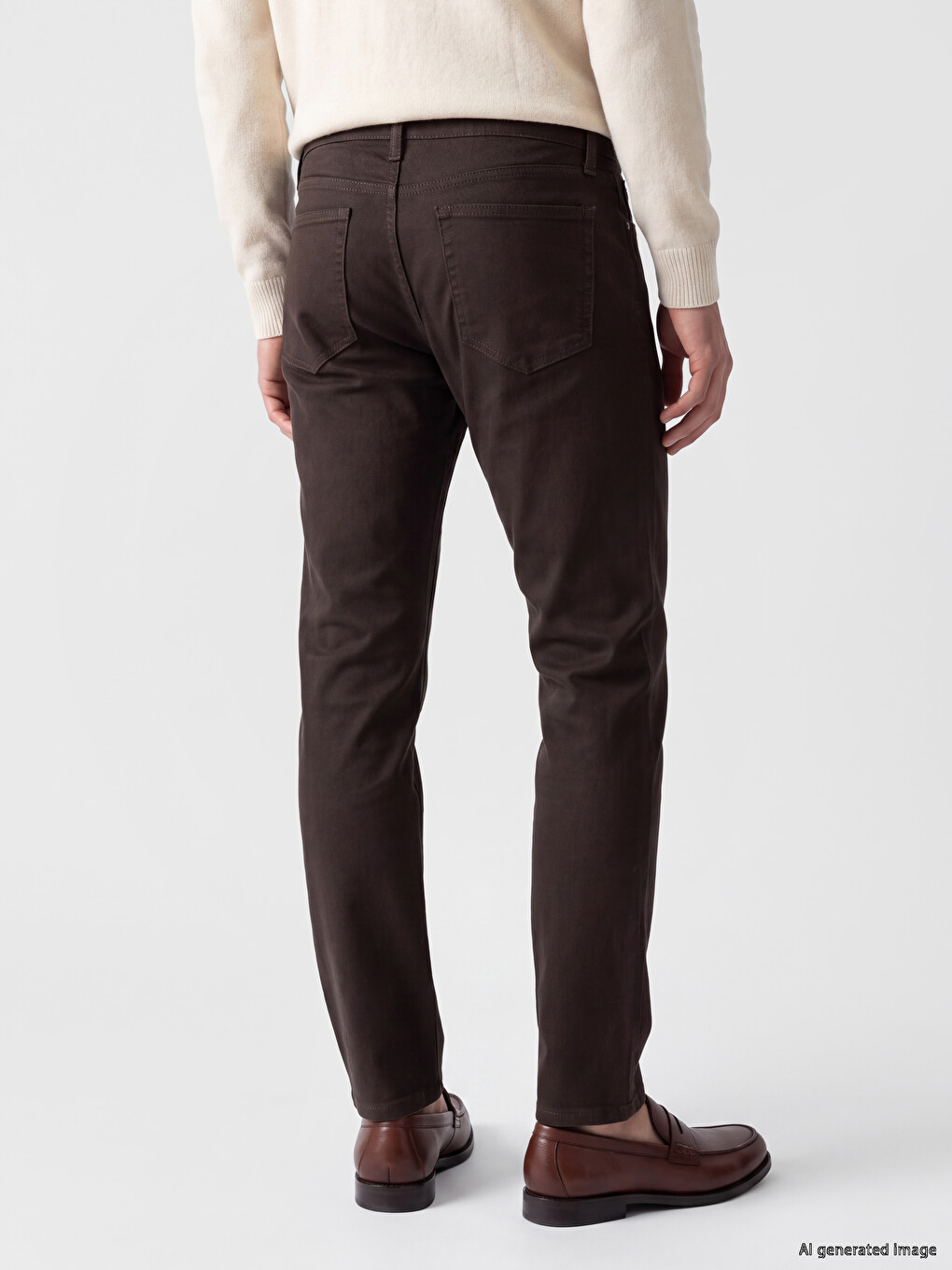 Kahverengi Slim Fit Gabardin Erkek Chino Pantolon-3